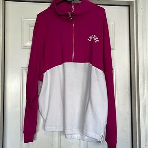 PINK Victoria's Secret Magenta and White Sweatshirt